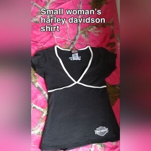 Black V-Neck Top with White Trim